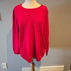 Classic Editions Ribbed Long Sleeve Sweater | Size XXL | Red